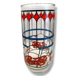 RARE & VINTAGE 70s PEPSI TIFFANY STAINED GLASS DRINKING GLASSE